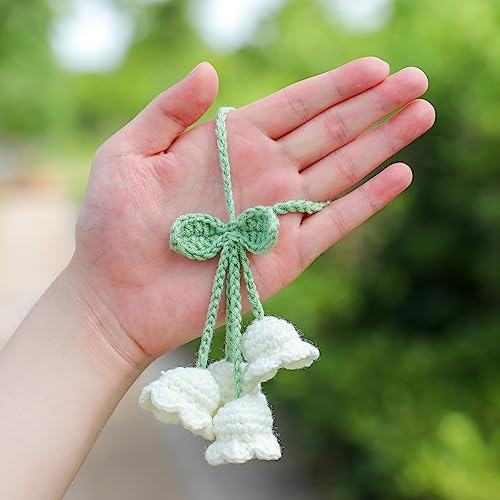 Handmade Knitted Flower Car Rearview Mirror Hanging Ornament