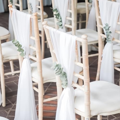 Chiffon Wedding Chair Sashes - 2 Pack Ivory White Draping Fabric