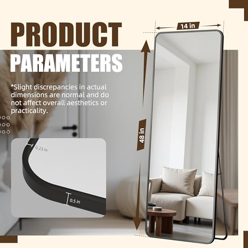 Full Length Over The Door Mirror, 49x14 Inch Wall Mounted Hanging Mirror