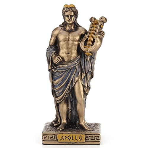Apollo Greek God Miniature Figurine, Bronze Finish Polyresin Statue