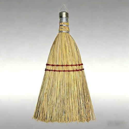Handmade Natural Corn Straw Whisk Broom - 12 Inch Mini Hand Broom