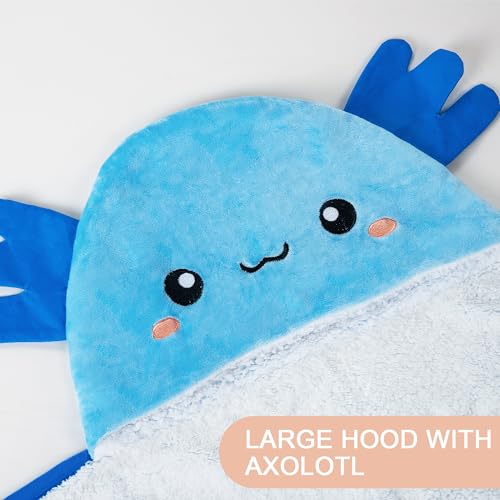 Axolotl Wearable Hooded Blanket, Plush Sherpa Fleece Throw Cloak