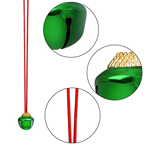 24-Piece Christmas Jingle Bell Necklace Set - Red, Gold, and Green