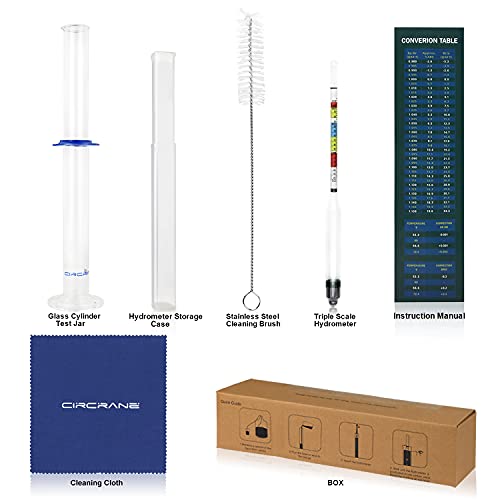 Triple Scale Hydrometer and Glass Test Jar Set for Home Brewing