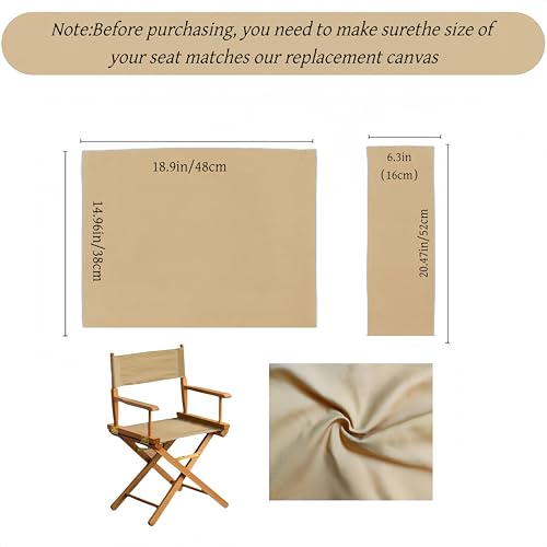 Director Chair Replacement Canvas Cover Set with Wood Sticks (Khaki)