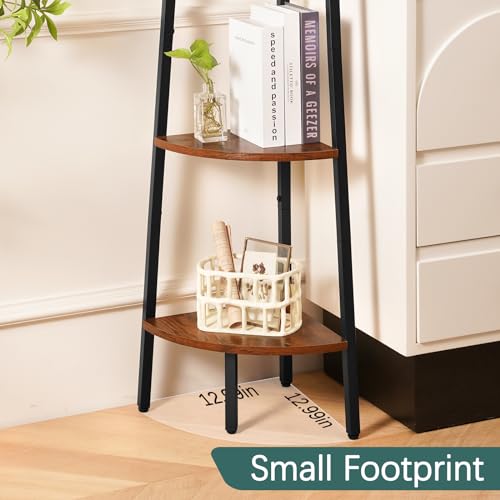 5-Tier Corner Bookshelf, 67.5" Tall Industrial Ladder Display Shelf
