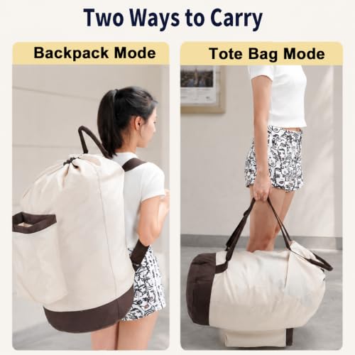 Large Laundry Backpack with Shoulder Straps and Detergent Pocket