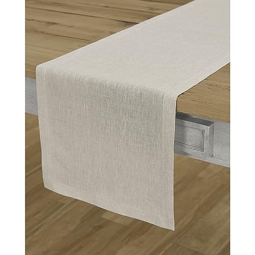 100% Pure European Flax Linen Table Runner, Natural, 14 x 108 Inch
