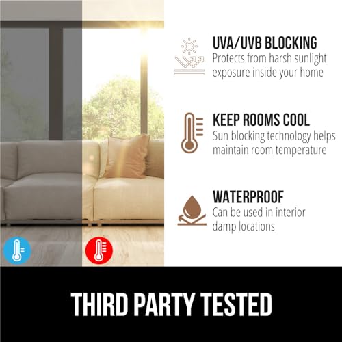 Removable Privacy Window Film - Frosted Two-Way Sun Blocking, 17.5 x 78.7 Inch