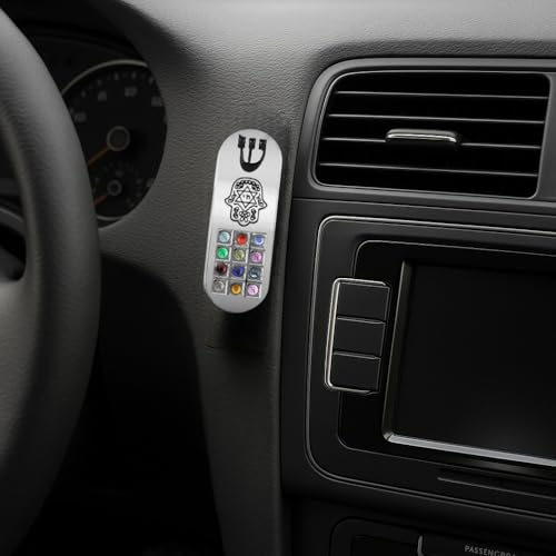Car Mezuzah with Traveler's Prayer Scroll, Hamsa & Hoshen Stones