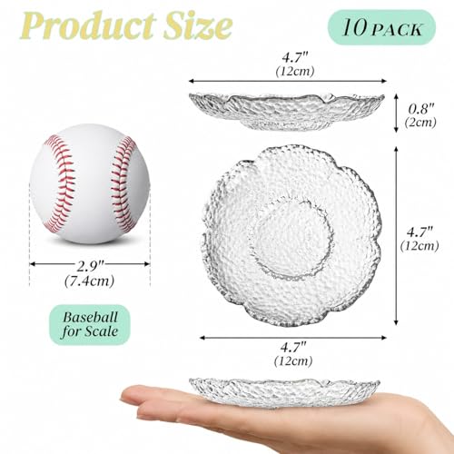 10 Pack Small Clear Glass Dessert Plates 4.7 Inch - Elegant Kitchenware