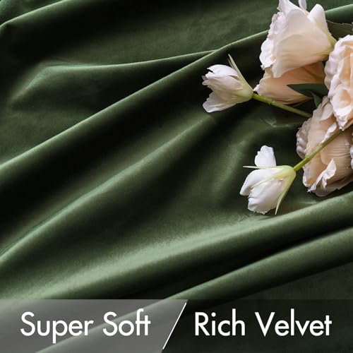 Velvet Blackout Curtains 52x84 Inch - 2 Panels Thermal Insulated Window Drapes