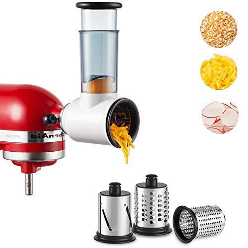 Slicer and Shredder Attachment for Stand Mixers with 3 Stainless Blades