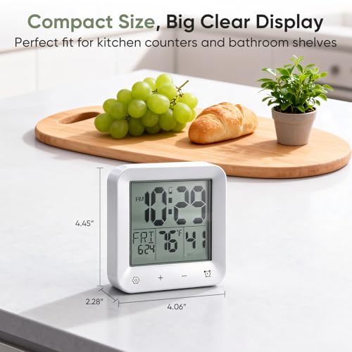 Waterproof Digital Bathroom Clock with Countdown Timer and Temperature