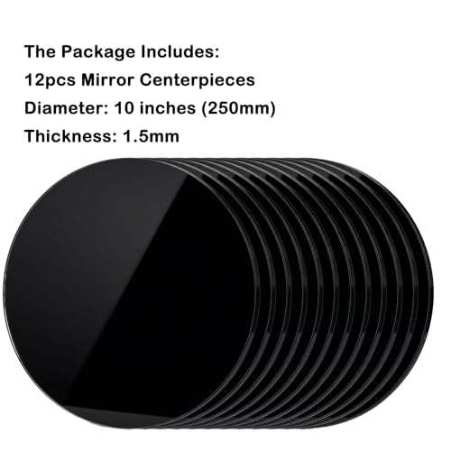 12 Pcs 10-Inch Round Mirror Centerpiece Trays - Durable Acrylic Decor