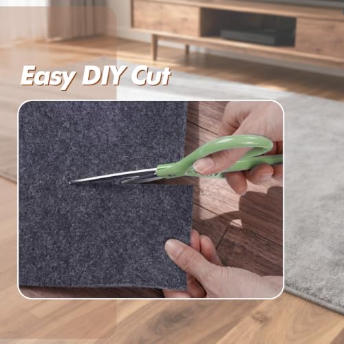 TravLand 6' x 9' Non-Slip Felt & Rubber Rug Pad - Dark Gray Waterproof Underlay, Grippy Rug Protector for Hardwood & Tile Floors, Rectangular, 1/8 Inch
