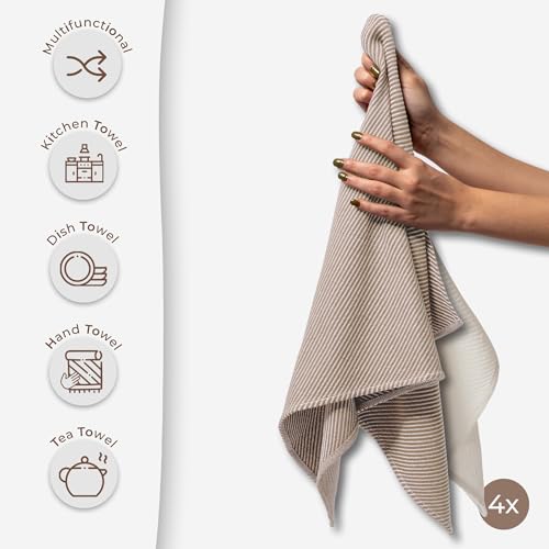 Boho Kitchen Towels Set - 4 Pack, 20" x 30" Absorbent Dish Drying Cloths