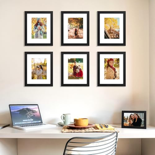 8x10 Black Picture Frame with 5x7 Mat - Wall & Tabletop Photo Frame