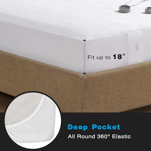 Queen Heated Mattress Pad - Cool Touch Electric Bed Warmer with 5 Settings & Auto Shut Off
