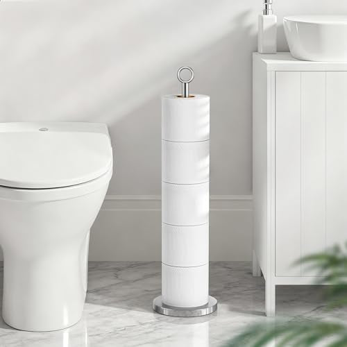 Freestanding Stainless Steel Toilet Paper Holder Stand for 4 Rolls