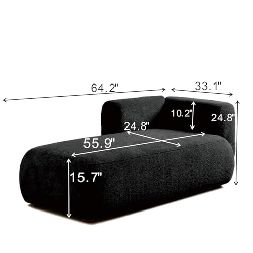 Modern Boucle Upholstered Left-Facing Chaise Lounge for Living Room