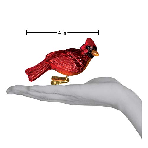 Resting Cardinal Hand-Blown Glass Christmas Tree Ornament, Hand-Painted