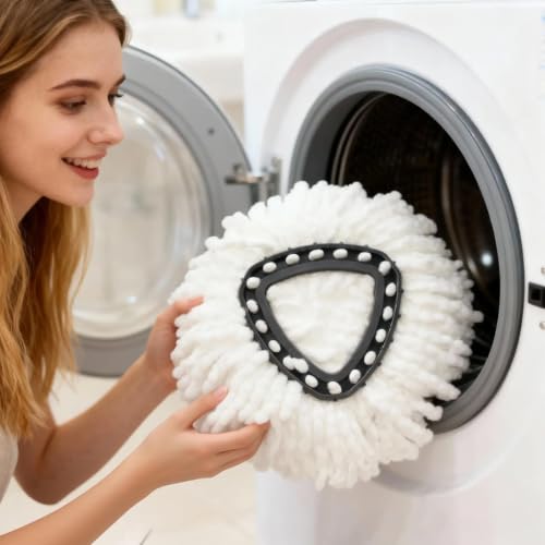 Microfiber Mop Head Replacements (4 Pack) - Reusable Spin Mop Refills