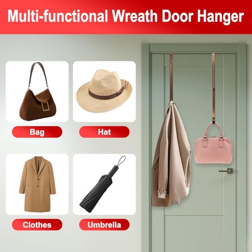 Adjustable Front Door Wreath Hangers (2-Pack) - 12.5-20" Heavy Duty Metal Hooks