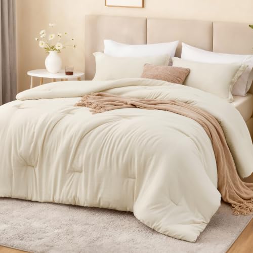 Beige Twin/Twin XL Comforter Set - 2-Piece Prewashed All-Season Bedding