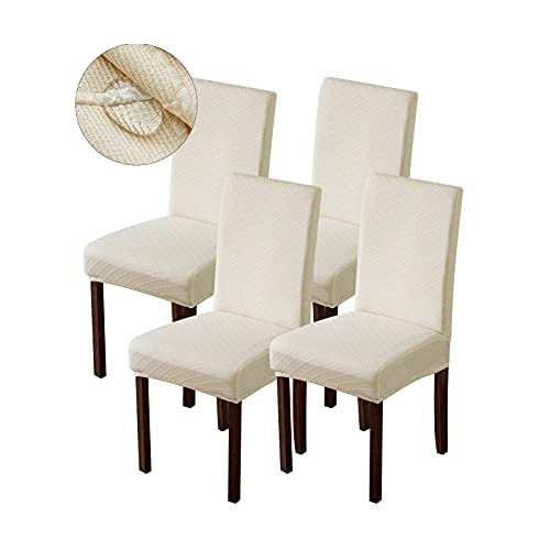 Waterproof Stretch Chair Covers for Dining Room - Beige (4 PCS)