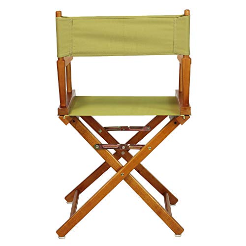 Foldable 18-Inch Director's Chair in Solid Wood with Olive Canvas