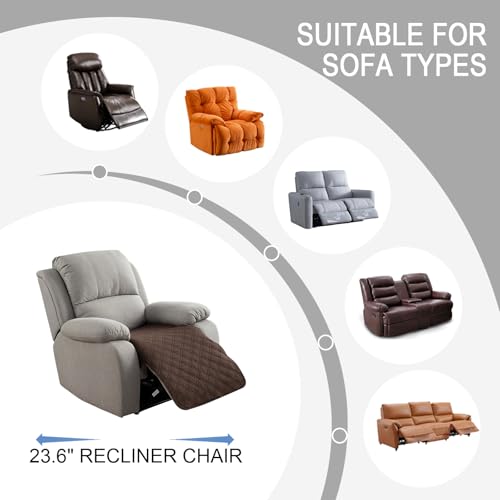 Waterproof Recliner Chair Cover - Non-Slip Furniture Protector, 23.6"