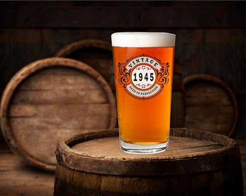 1945 Vintage 16oz Beer Glass - 81st Birthday Gift for Men