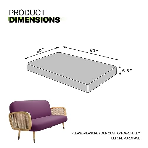 Queen Size Purple Futon Cover - Stretch Slipcover for Armless Sofa Bed