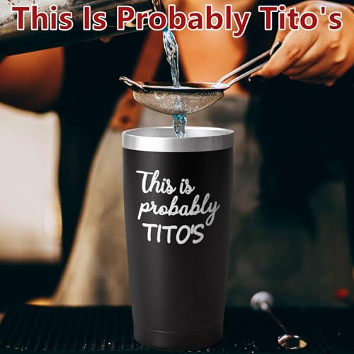 20oz Insulated Titos Vodka Travel Tumbler - Black, Funny Gift for Men Dad Husband Coworkers