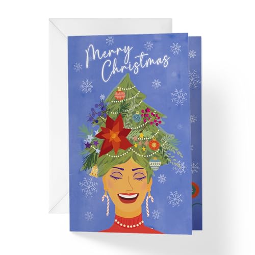 Hairstylist Christmas Card 5x7 with Envelope - Made in USA | 1Up Greetings (XmasHair1)