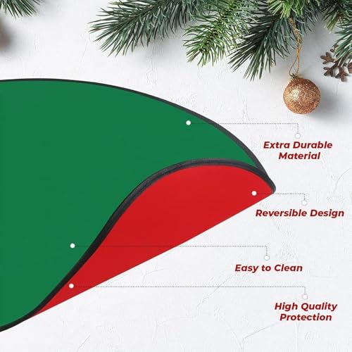 Reversible Christmas Tree Stand Mat - Double-Sided Red & Green Floor Pad (76cm)