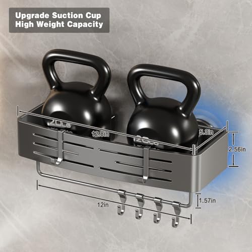 Shower Caddy Suction Cup 2 Pack No Drilling Aluminum Organizer Gray
