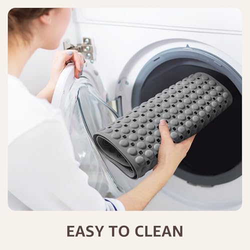 OTHWAY Non Slip Bath Tub Mat - 35x16 Inch Grey Shower Mat with Suction Cups