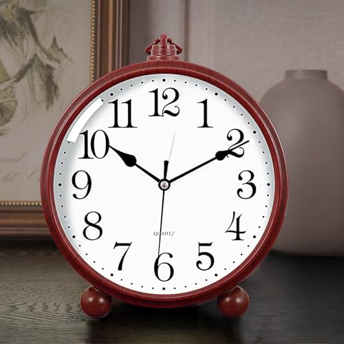 Vintage Mantel Clock - Silent Non-Ticking Battery Operated Desk Clock