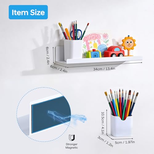 13.5" Metal Magnetic Bookshelf for Whiteboard (2-Pack) - Holds 12 lbs