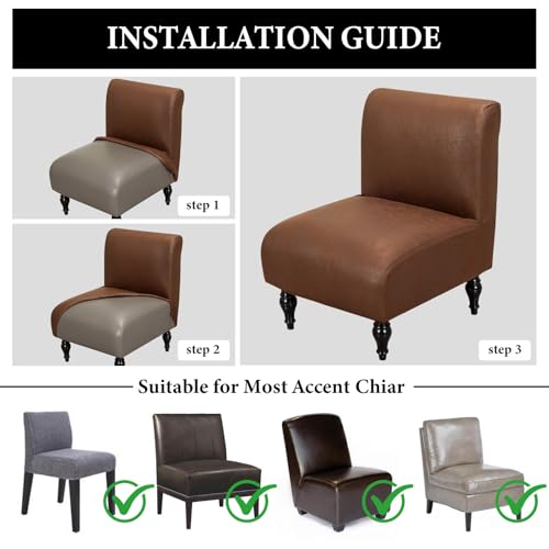 Armless Accent Chair Cover - Stretch Spandex Slipcover Protector