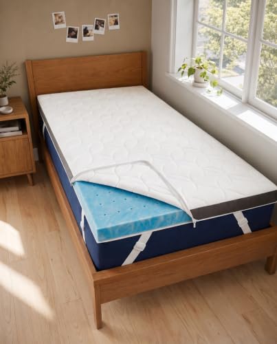 CGK Unlimited 3 Inch Twin XL Gel Memory Foam Mattress Topper with Cover