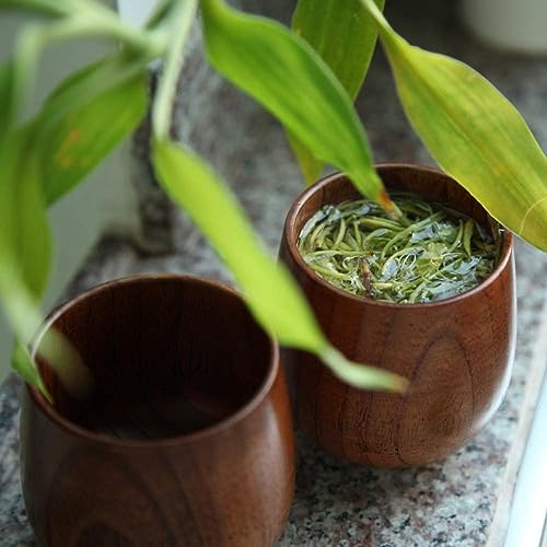Musoxian Wooden Tea Cups 4 Pack - Natural Solid Wood Coffee & Tea Mug, 100-200ml, Hand-made