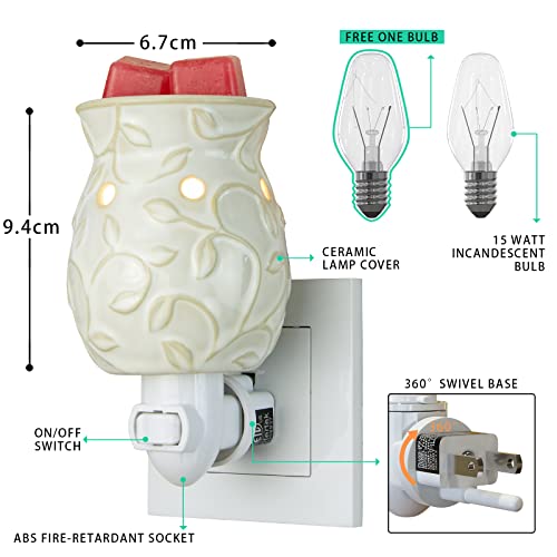 Ivy Bas-Relief Plug-In Wax Melt Warmer for Scented Wax with Spare Bulb
