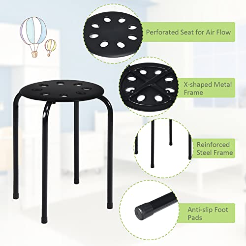 6-Pack Kids Stackable Stools, 17.5-Inch Round Metal & Plastic Stool Set