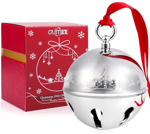 2025 Engraved Christmas Sleigh Bell Ornament, Stainless Steel Keepsake