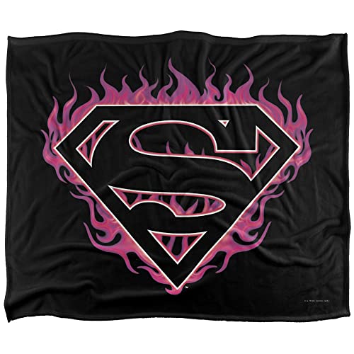 Superman Fuchsia Flames Throw Blanket - Silky Soft Microfiber Fleece 50x60