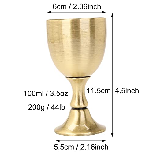 Vintage Brass Wine Goblet 3.5 oz - Handcrafted Golden Altar Chalice