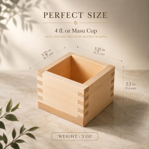 Japanese Hinoki Cypress Masu Cups Set of 12 | 4 fl oz Traditional Sake Bowls